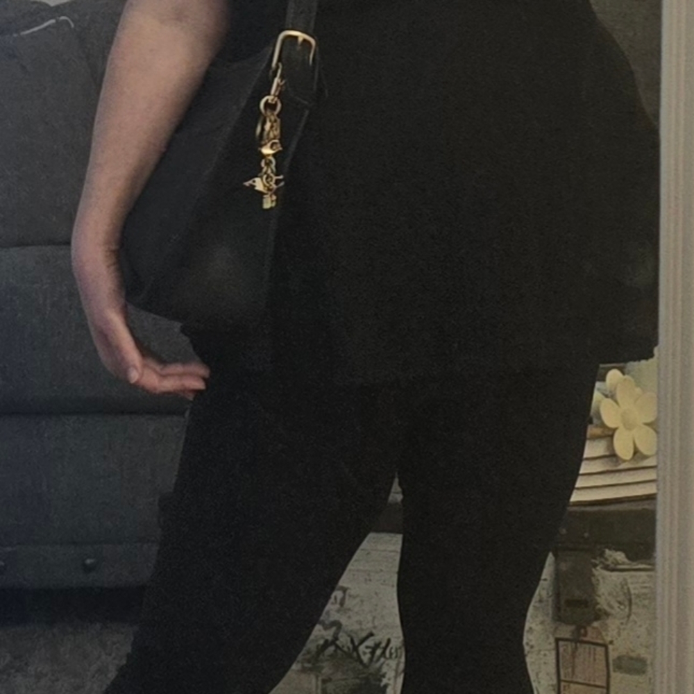 Vintage Coach Classic Black Leather Hobo Shoulder Bag 80s 90s + Coach charm - Picture 8 of 9